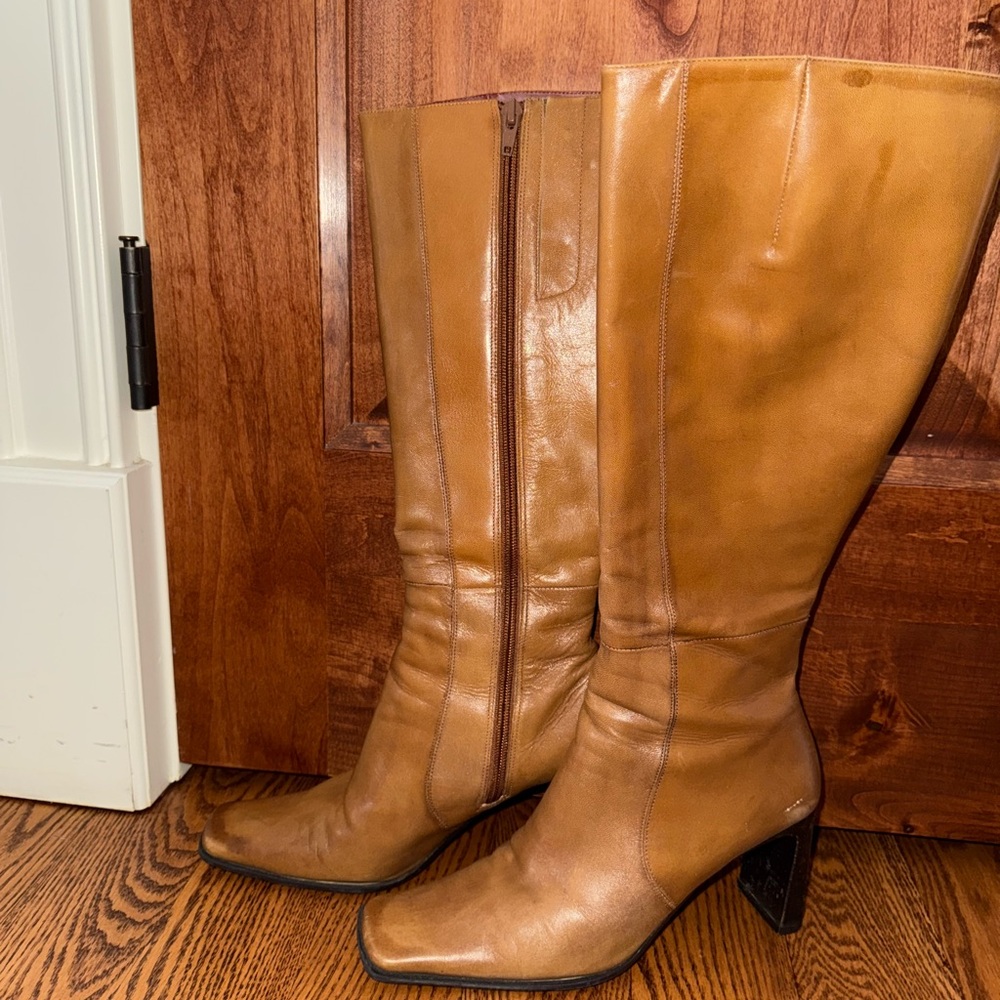 Brown Leather Knee-High Boots